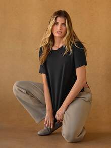 GLOWMODE Tencel Modal超大尺寸Everymode Tee 日常休閒夏季壓縮襯衫 - 黑色 - 查看 7