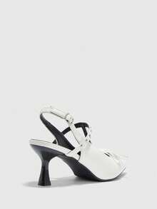 CUCCOO BIZCHIC 女士时尚勃艮第红色花卉装饰尖头高跟鞋 - 白色 - 查看 10