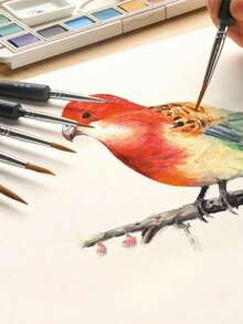 一套狼毛尖头画笔，线条画笔，水彩画笔，软毛油画笔，细尖线条画笔，轮廓画笔，情人节、婚礼、返校季绘画必备 - 黑色 - 查看 10