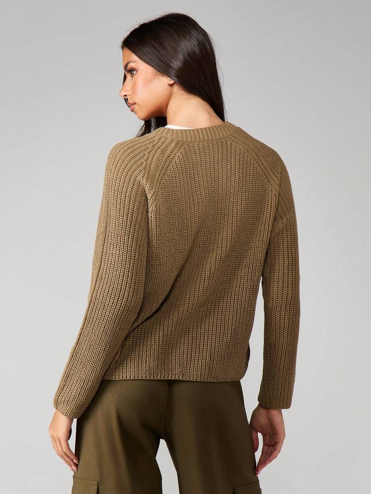 MISSGUIDED Damen Reißverschluss Gerippter Strick Cardigan mit Rundhalsausschnitt und Langarm für Herbst Winter Layering