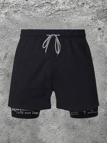 Sport MetroGents 男士休闲短裤，二合一设计，适合夏季 - 黑色 - 查看 7