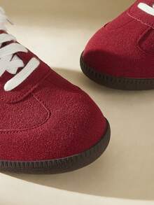 CUCCOO EASI Baskets de sport plates décontractées à couleurs contrastées pour femmes - Rouge - Voir 3