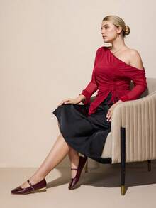 CUCCOO CURVES 女士休闲百搭宽楦平底鞋 - 酒紅色 - 查看 6