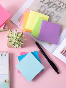8 colores/paquete Notas adhesivas en blanco, Blocs de notas A6, Blocs de notas cuadrados multicolor, Blocs de notas adhesivas fluorescentes adecuados para estudiantes y oficinas - Multicolor - Ver 7