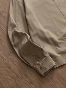 Manfinity Unisex Men's Fashionable Letter Embroidered Jacket, Autumn/Winter - Khaki - View 6