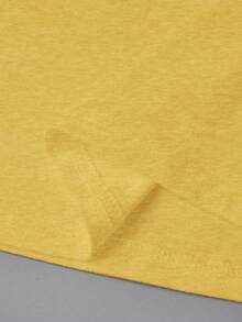 EMERY ROSE Plain V-Neck Casual Fashion T-Shirt, Versatile Summer Wear - Yellow - View 4