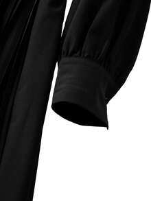 GlowEve CURVE Plus Size Women's Elegant Long Sleeve A-Line Black Dress, Suitable For Daily Commute And Outings - Black - View 4