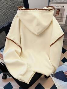 Resyla 女士卫衣 / 可爱小猫印花 / 休闲简约时尚卫衣 / 刺绣 / 时尚上衣 / 卡通卫衣 / 复古冬日卫衣 / 秋冬宽松圆领长袖连帽衫 / 女士春季套头衫、时尚卫衣、女士蕾丝边撞色连帽衫、长袖上衣、秋冬连帽衫 - 杏色 - 查看 2