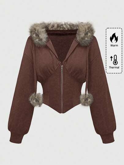 Grunge Punk Sudadera con capucha de estampado de leopardo ajustada de subcultura retro Y2K para mujeres