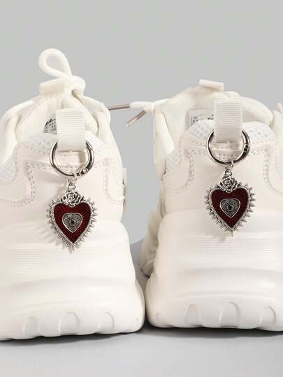 Fairycore 2 piezas Cadena decorativa de metal con corazón y ojo de estilo gótico, adecuado para bolsos de bandolera y decoración de botas