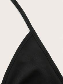SHEIN ICON Women's Sexy Backless Tie-Up Halter Top, Minimalist Solid Color, Suitable For Summer Vacation - Black - View 3