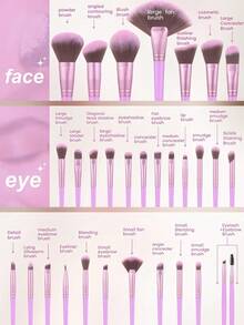 Zestaw pędzli do makijażu 3/18/25/32 szt. Wodoodporna kosmetyczka, opaska na głowę, gąbki, puszek do pudru dla kobiet, profesjonalny zestaw do makijażu, podróż, do użytku domowego, prezent świąteczny, urodzinowy, przybory kosmetyczne, akcesoria kosmetyczne - Fioletowy - Zobacz 8