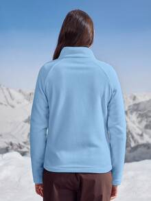 In My Nature 女士休闲纯色户外抓绒外套，秋冬季 - 藍色 - 查看 2