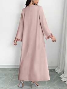 SHEIN Najma Women's Retro Floral Digital Retro Print V-Neck Long Sleeve Elegant Arabian Dresses Spring/Autumn - Multicolor - View 2