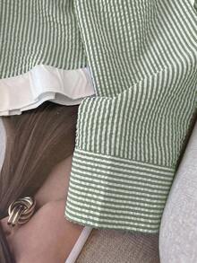Franclia Striped Color Block Casual Commuter Minimalist Style Women Top - Multicolor - View 3
