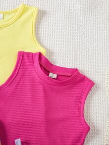 SHEIN Young Girl Casual Versatile Simple Tank Top, Summer - Multicolor - View 4