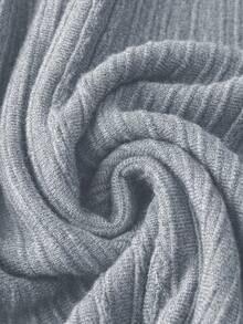 SHEIN LUNE Váy dệt kim lưng thun màu trơn cỡ lớn cho nữ, thời trang thu đông - Xám - Xem 5