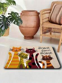 1pc Welcome Mat, Dirt-Resistant, Lightweight, Washable, Non-Slip Rubber Bottom Diatomite Doormat, Machine-Made Indoor Carpet, Suitable For Entrance, Room, Garden, Home Decor Bathroom Kitchen DecorChristmas Decor - Multicolor - View 3