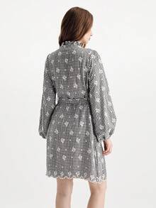 Aveloria Modichic New French Luxury Embroidered Ruffle V-Neck Belted Dress, Winter - Multicolor - View 2