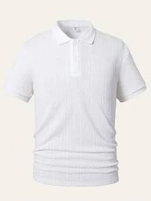 SHEIN Boys' & Teenage Boys' Casual Textured Polo Shirt, Versatile For Daily Wear, Spring/Summer
