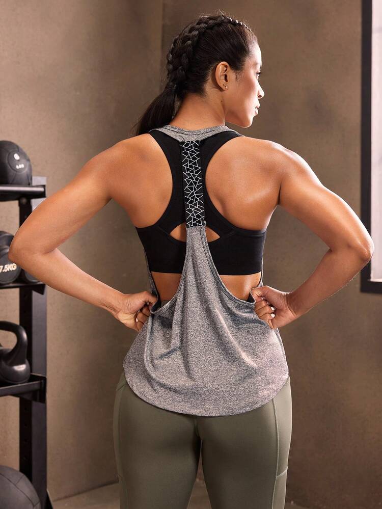 Geo Print Backless Sports Tank Top