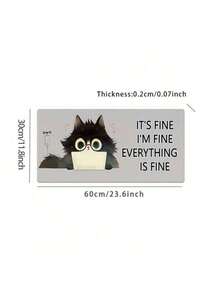 1pc Mouse Pad Pad Black Cat With Glasses Using A Laptop, IV Drip Beside It Laptop Waterproof Desktop Decorative Writing Pad For Work, Games, Office, Home - Multicolor - View 2