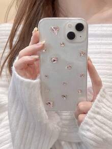 Unique Sparkling Crystal Diamond Transparent Customized Phone Case Compatible With IPhone 14 Pro Max, 13, 12, 11, XR, XS, X, 7, 8 Plus, 16 Pro Max, Feminine Design Waterproof Shockproof Anti-Fall Scratch Resistant - Pink - View 3