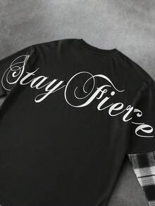 PAVTROS 男士休闲印花圆领长袖T恤 男士Y2K服装 男士短款法兰绒衬衫 男士卫衣 男士图案衬衫 男士短款图案衬衫 - 彩色 - 查看 2