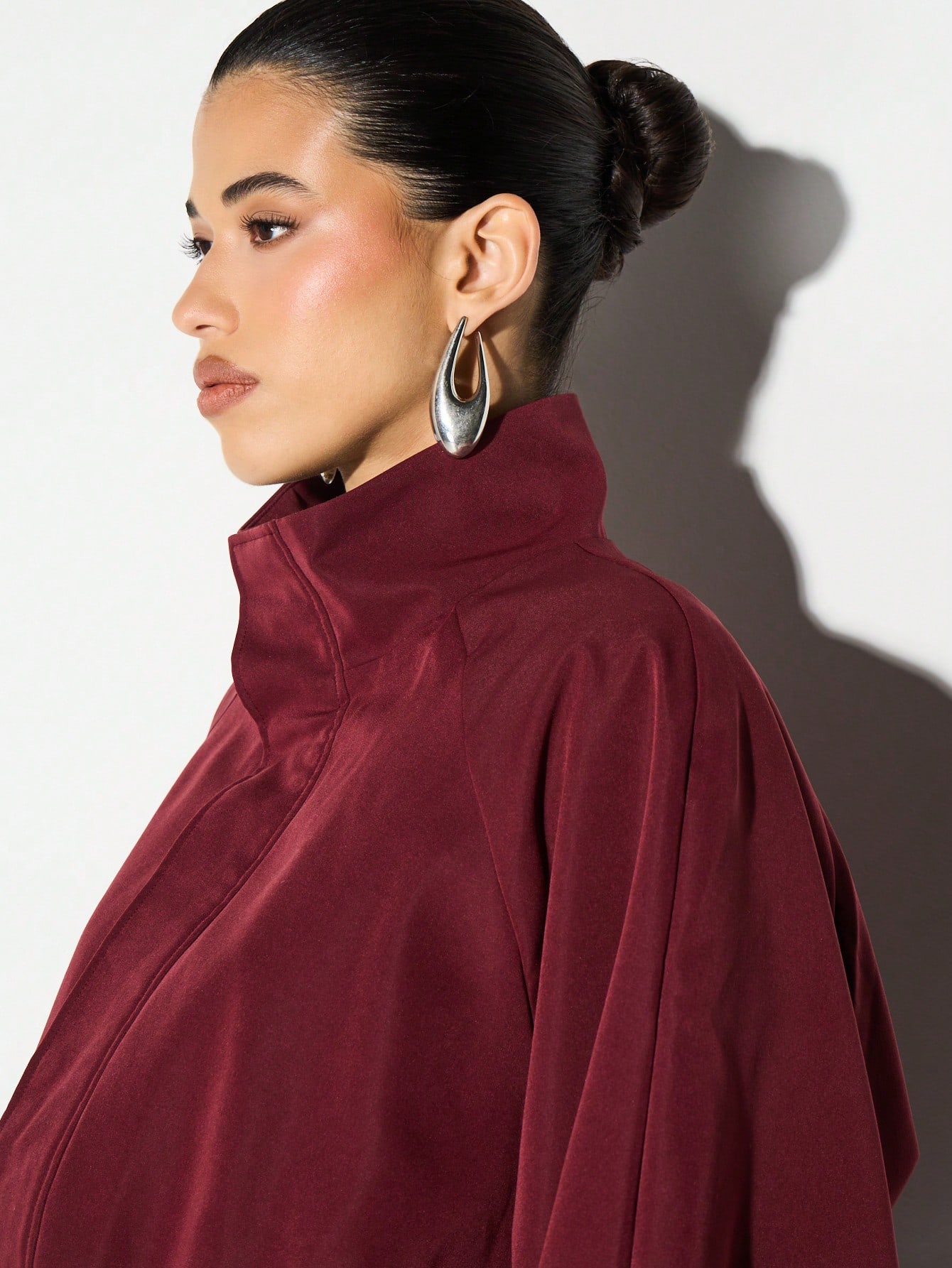 KIZN Funnel Neck Drawstring Jacket With Oversized Fit