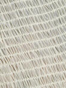 Sweetra Plus Size Printed Patchwork Bustier Tie Strap Flare Sleeve Dress - Apricot - View 7