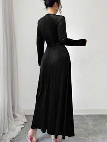 Modelyn 法式设计束腰显瘦女装 - 黑色 - 查看 2