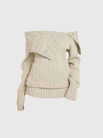 Maglione a costine con spalle scoperte e vita stretta in stile Y2K