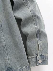 Manfinity LEGND Áo khoác denim xanh phong cách đường phố thường ngày dành cho nam - Màu xanh bụi bặm - Xem 6