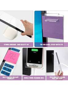 SHEIN 1pc Monitor Memo Board, Acrylic Material Computer Left/Right Side Rectangular Message Board, Transparent Monitor Side Panel Creative Desktop Memo Pad For Home Office Accessories Desktop Message Office Decor - Multicolor - View 5