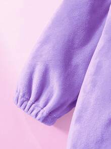 SHEIN 新生儿可爱趣味水晶毛绒3D恐龙造型连体衣，长袖长裤套装 - 紫羅蘭色 - 查看 6