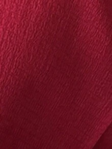 SHEIN 撞色翻领休闲宽松短袖睡衣套装 - 酒紅色 - 查看 7