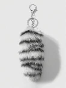 ROMWE Grunge Punk 1个Y2K复古可爱高品质棕色毛绒仿豹纹动物尾巴钥匙扣，时尚配饰，适合女性和女孩，绝佳礼物之选 - 多色-40 - 查看 12