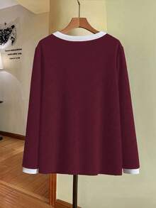 GlowEve CURVE Plus Size Women Elegant Versatile Jacket - Burgundy - View 2