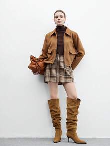 CUCCOO BIZCHIC 女士时尚优雅通勤过膝高跟靴 - 棕色 - 查看 6