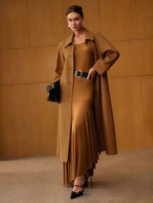 MOTF PREMIUM WOOL SINGLE BREASTED BELTED OVERCOAT - Camel - View 6