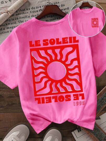 DrmWander 大码休闲印花T恤，街头风短袖T恤，可爱夏日上衣，红色点缀，充满度假风情