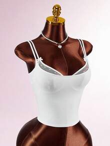 Amplova Romantic Polka Dot Sheer Sexy Low-Cut 2 Pieces Top - White - View 4