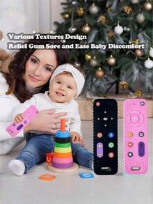 Silicone Teething Remote Control TV Design Soothing Gum Relief Sensory Stimulation Toy For Infants Christmas Stocking Fillers Holiday Gift Ideas Scandinavian Style Must Haves - Multicolor - View 4