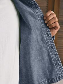 AXEPEAK Áo khoác denim tay dài dáng rộng thoải mái cho nam - Màu xanh lam - Xem 6