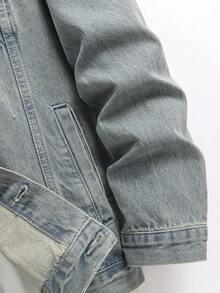 Manfinity LEGND Áo khoác denim xanh phong cách đường phố thường ngày dành cho nam - Màu xanh bụi bặm - Xem 8