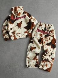 PAVTROS Set van 2 hoodies en joggingbroeken voor heren in streetstyle, gebreide sportkledingset van dubbelzijdig fleece, losse joggingbroek met elastische taille en trekkoord, natuurlijk leren textuurontwerp, "Omarm de natuur, laat jezelf zien", casual, modefeest, buitenactiviteiten, vrije tijd, vakantiecadeau, streetwear, baggy, voor heren, koppel, afbeelding, ik hou van mijn vriend, vrienden, matchend, vriend