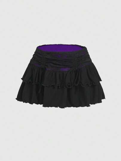Casual Versatile Daily Wear Layered Ruffle Hem Women Skirts