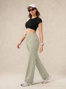 OutZeal Women Sports Pants Daily Casual Lounge UV Protection Tummy Control Cool Touch Flared Bottom - Khaki - View 6