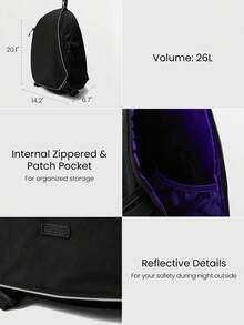 GLOWMODE 26升冬季Ace可调节肩带多功能防水拉链口袋网球斜挎包，适合网球运动日常穿着 - 黑色 - 查看 5