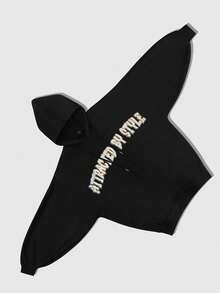 ROMWE MEN Street Life Men's Street Style Letter Print Casual Hoodie Sweatshirt, Autumn, Long Sleeve Top